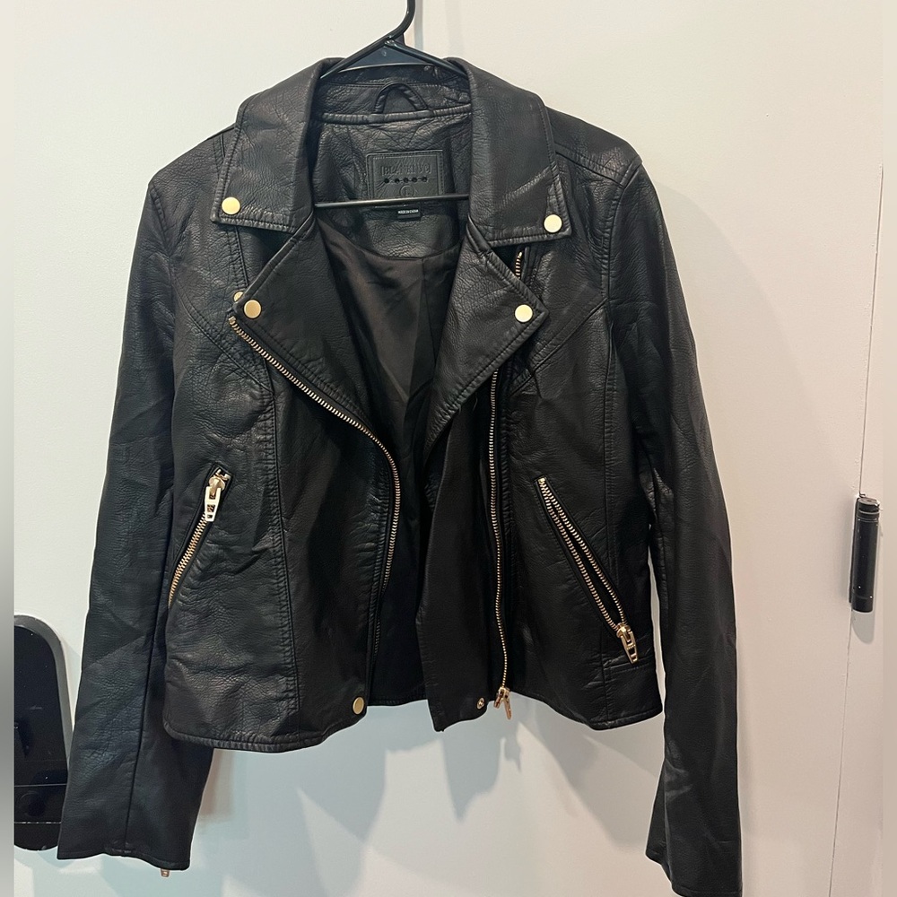 Blank NYC Black Faux Leather Moto Jacket Asymmetrical Zipper